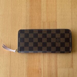 Louis Vuitton Brown Damier Ebene Checkered Zip Wallet